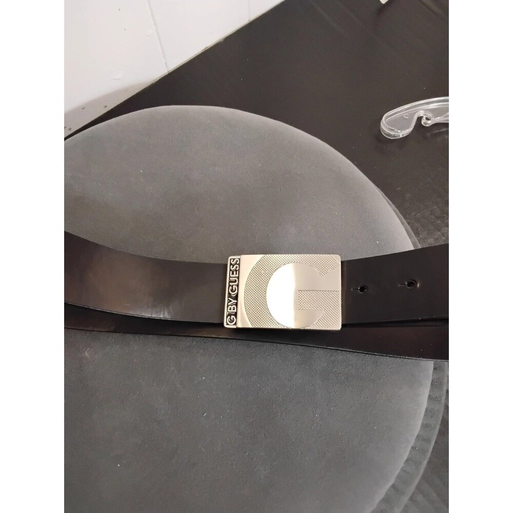 G by Guess Faux Leather Black Belt 1.5" Wide Size 36